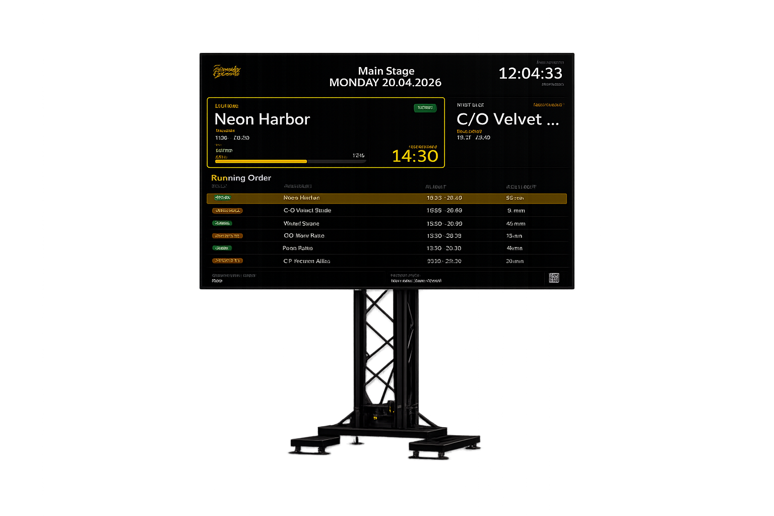 StageView shown on a TV stand display